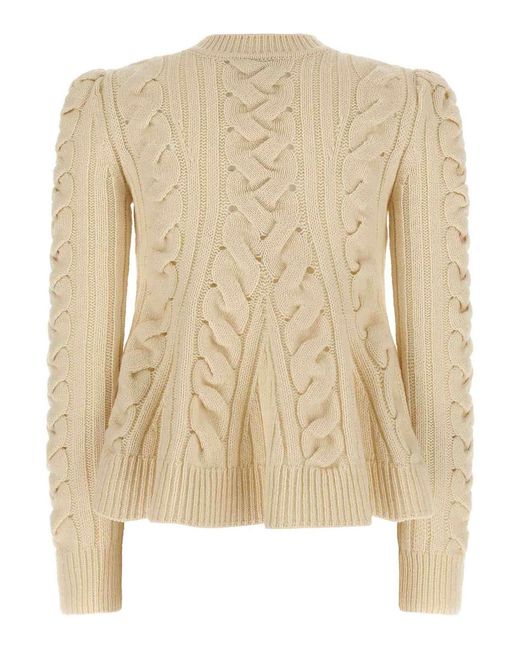 McQueen Natural 'Peplum Cable' Sweater