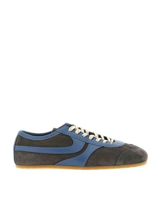 Dries Van Noten Blue Suede Sneakers for men