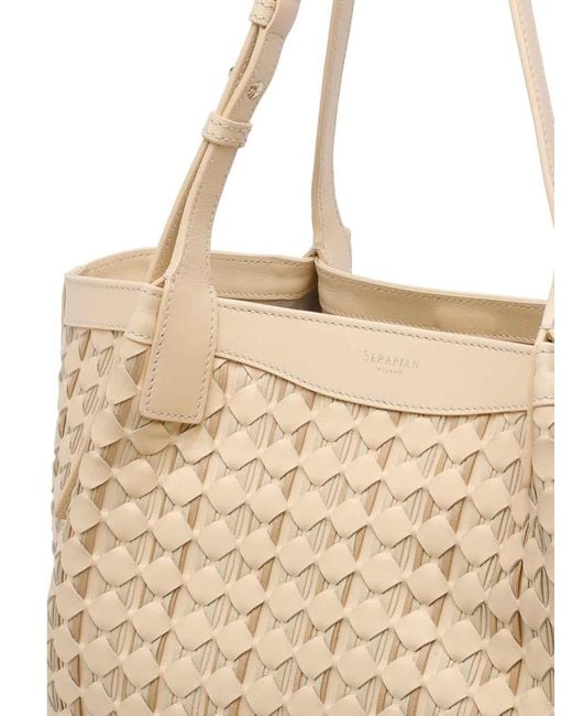 Serapian Natural Small Secret Mosaico Tote Bag