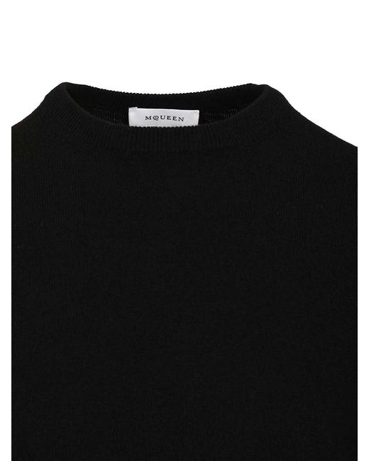 McQueen Black Crew Neck Wool Sweater for men