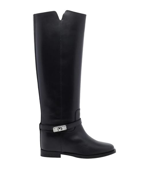Via Roma 15 Black Via Roma Padlock Leather Boots