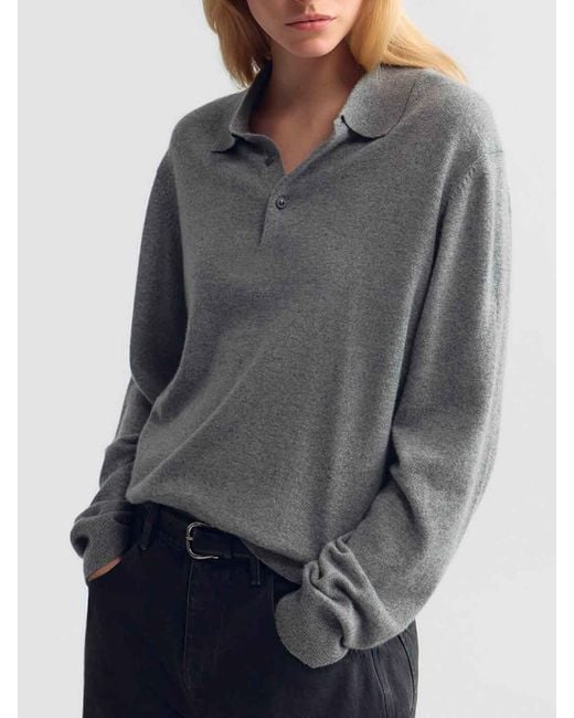 Nili Lotan Gray 'Jovan' Polo Neck Sweater