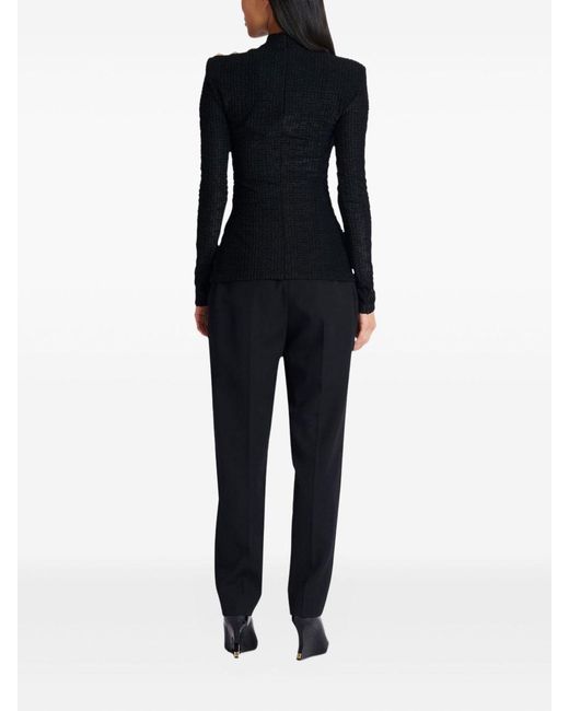 Balmain Black Monogram High-Neck Top
