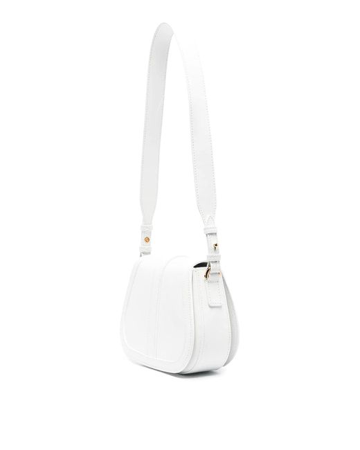 Versace White Leather Bag With Greek Motif Jewel