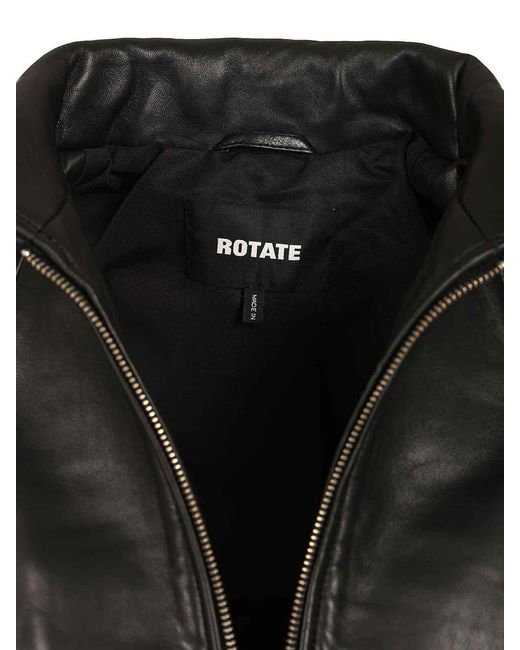 ROTATE BIRGER CHRISTENSEN Black Boxy Leather Jacket