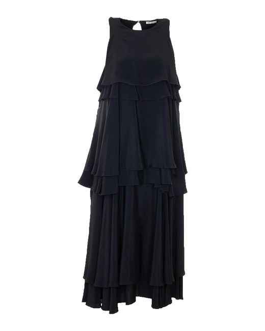 AMI Blue Rouhces Long Dress