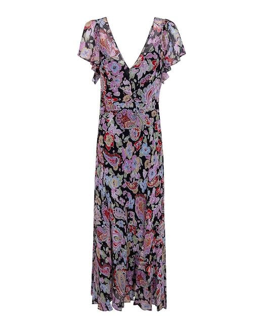 Rixo Purple Bexley Dress Cara Floral