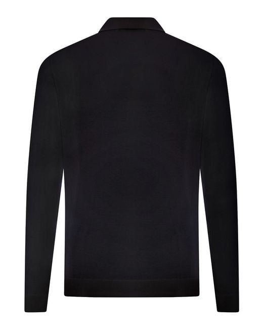 Roberto Collina Black Fine Cotton Knit Polo Shirt for men