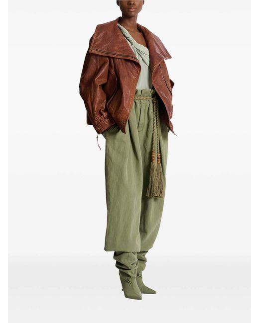 Balmain Brown Leather Outerwear