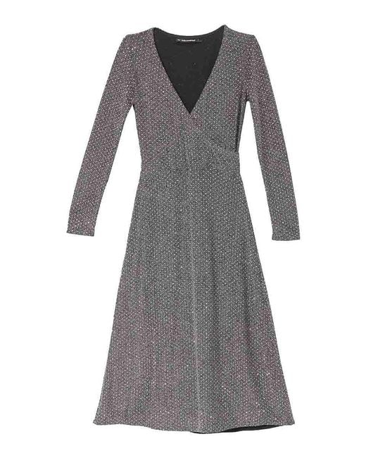 Karl Lagerfeld Gray Jersey Rhinestone Dress