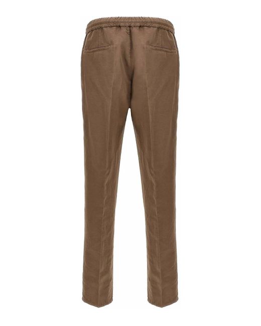 Brunello Cucinelli Brown Linen Blend Trousers for men