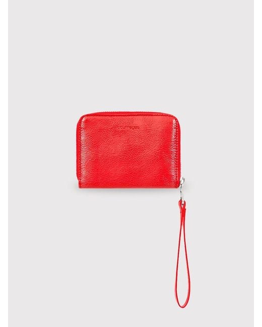 Courreges Red Compact Zip-Up Wallet