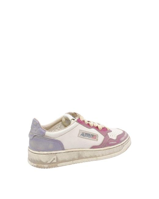 Autry Pink Super Vintage Medalist Low Sneakers