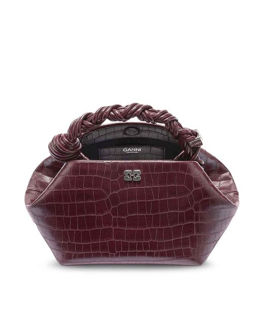 Ganni Purple Small Crocodile-Effect Bag