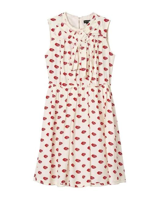 Marc Jacobs White Lips Pleated Midi Dress