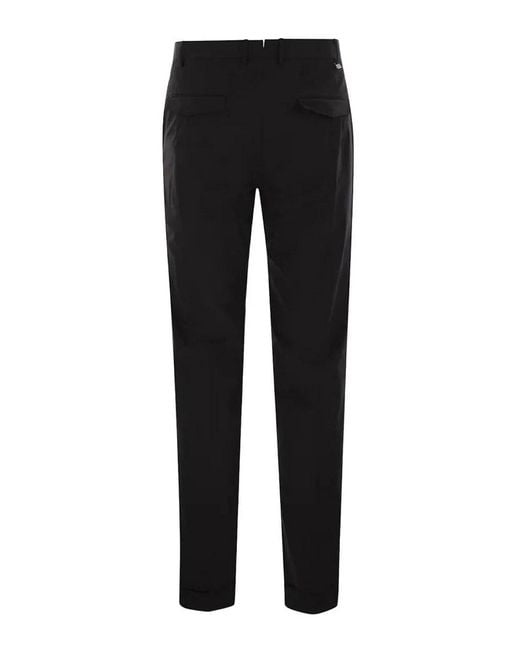 PT Torino Black Master Super Slim Stretch Gabardine Trousers for men