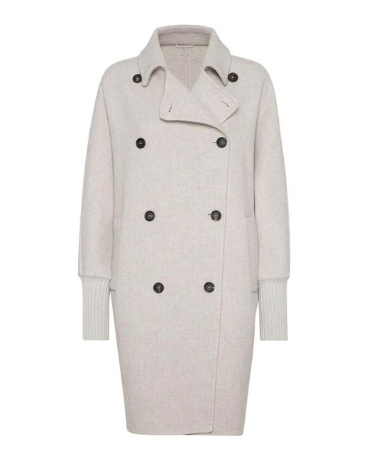 Brunello Cucinelli White Long Sleeve Coat
