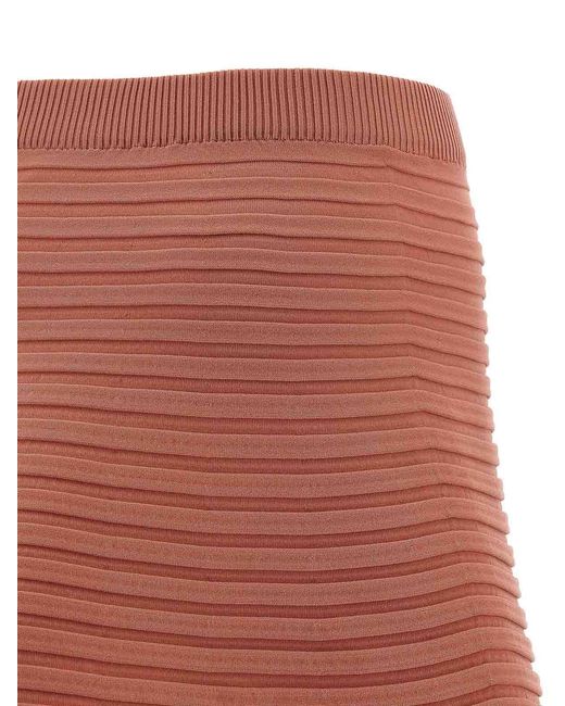 Pleats Please Issey Miyake Red Polyester Midi Skirt