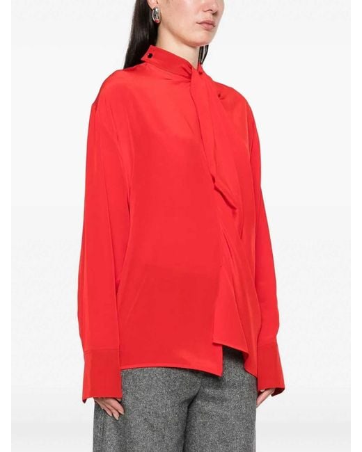 Victoria Beckham Red Drape Detail Blouse