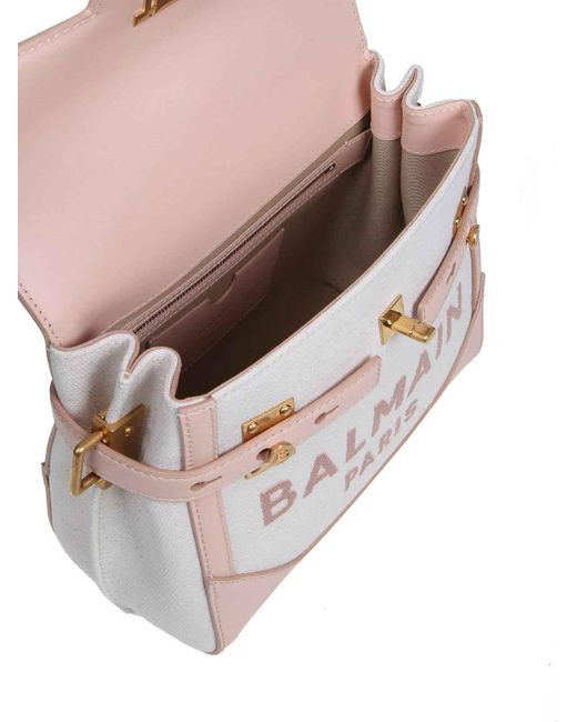 Balmain Pink B-buzz 23 Bag In Canvas And Leather