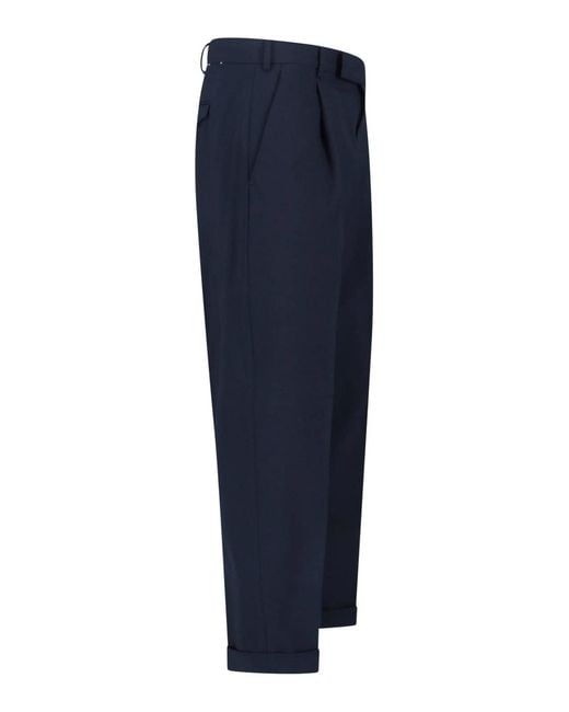 PT Torino Blue Virgin Wool Trousers for men