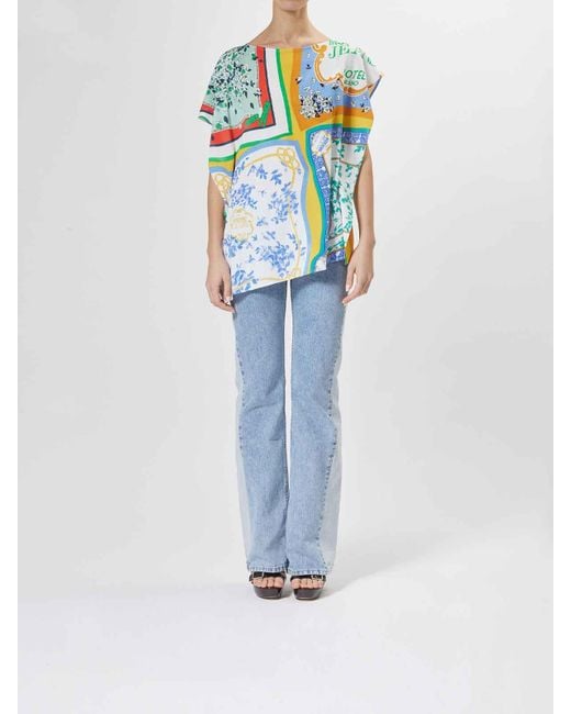 Moschino Blue Top Stampa Foulard