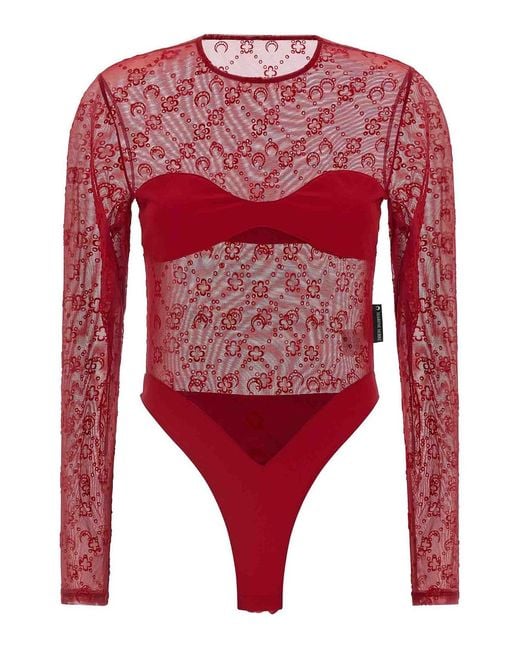 MARINE SERRE Red 'moonogram' Bodysuit