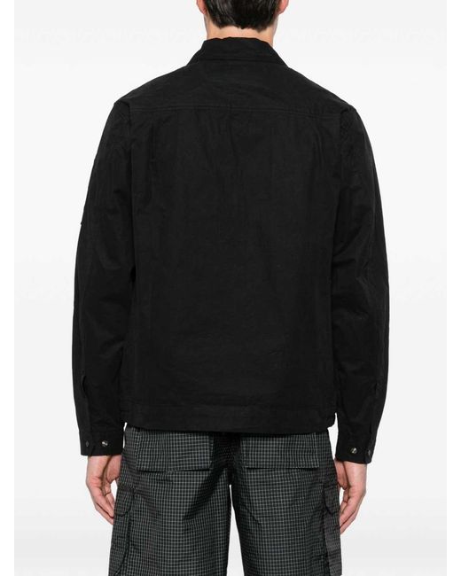 C P Company Black Cotton Micro-Reps Jacket for men
