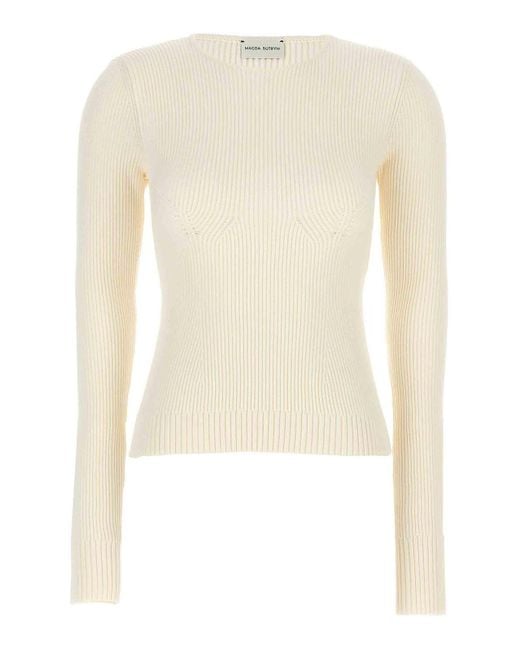 Magda Butrym White Ribbed Sweater