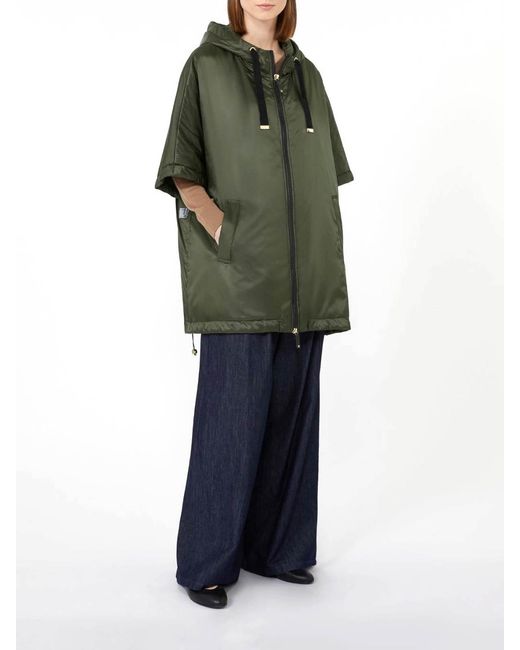 Max Mara Green Padded Hooded Cape