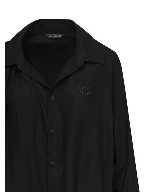 Balenciaga Black One-Shoulder Poplin Shirt