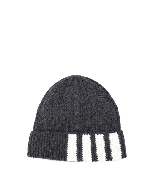 Thom Browne Blue 4-Bar Striped Cashmere Beanie for men