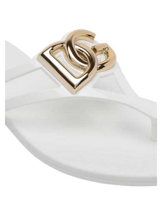 Dolce & Gabbana White Logo Flip-Flop