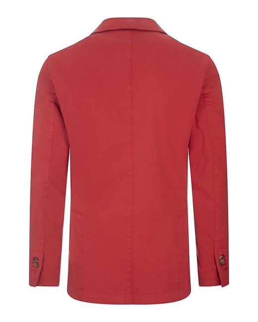 RUSSO CAPRI Red Oxford Cotton Blazer for men