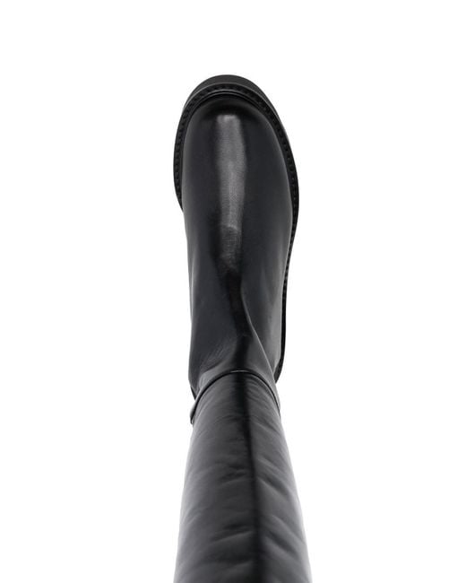 Stuart Weitzman Black Lift Asymmetric Knee Boots