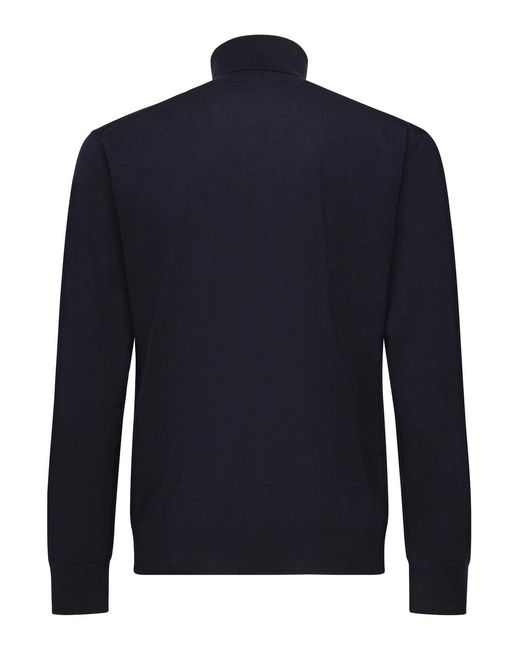 Eleventy Blue Ribbed Cashmere Sweater for men