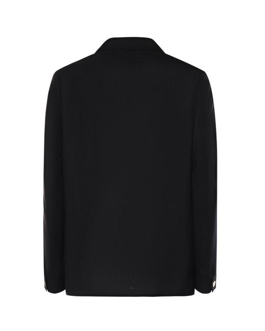 Grifoni Black Single-Breasted Wool Blazer for men