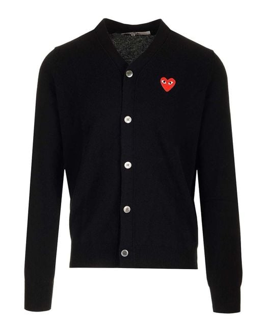 COMME DES GARÇONS PLAY Black Wool Cardigan for men
