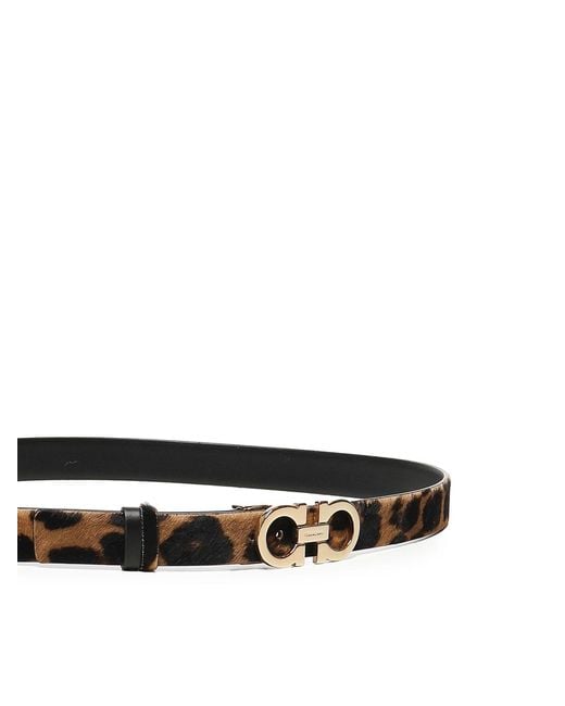 Ferragamo Black Animal Print Gancini Belt