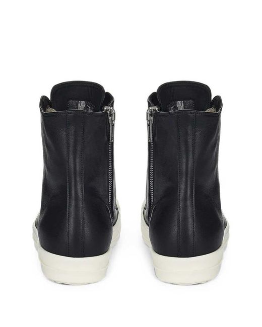 Rick Owens Black Jumbolace Leather Sneakers