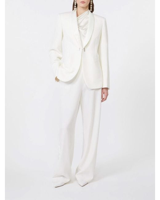 Max Mara White Pantalone Balta Bianco