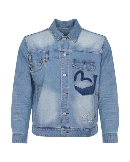 Evisu Blue Jacket Made Of Denim for men
