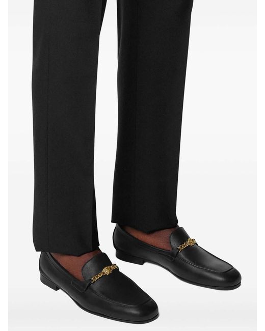Versace Black Medusa Leather Loafers for men