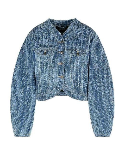 ROTATE BIRGER CHRISTENSEN Blue Cotton Short Jacket