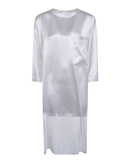 DARKPARK White Tara Satin Asymmetric Shirt