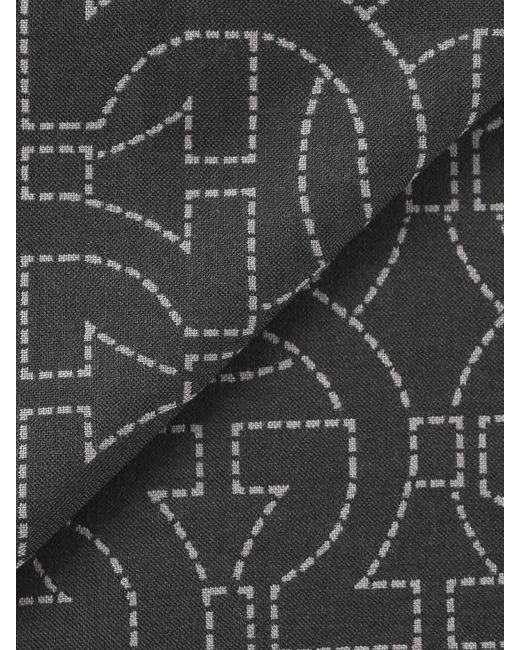 Ferragamo Black Wool Scarf With Gancini Logo for men