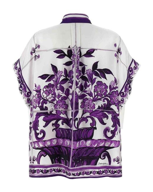 Dolce & Gabbana Purple Maiolica Print Shirt