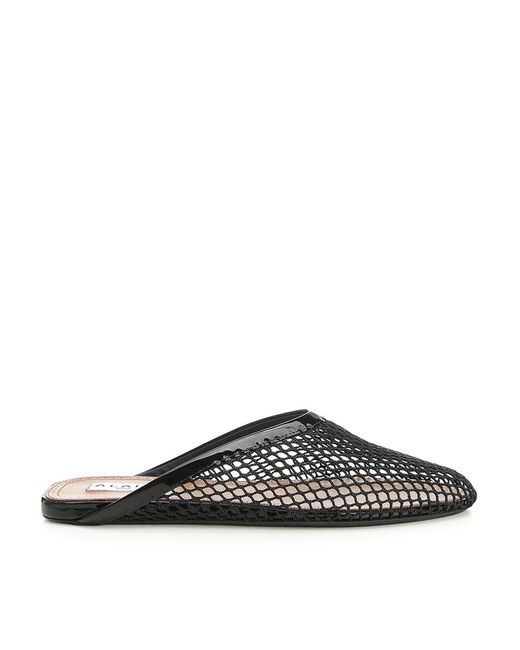 Alaïa Gray Alaia Fishnet Flat Mules