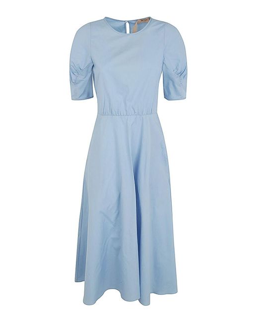 N°21 Blue Short Sleeve Midi Dress