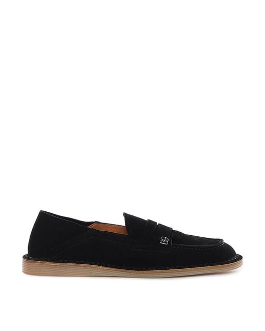 Dolce & Gabbana Black New Florio Leather Loafers for men